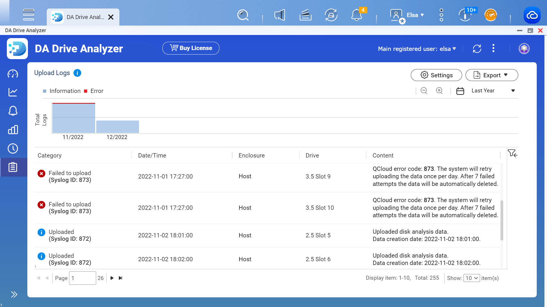 Drive data upload logs